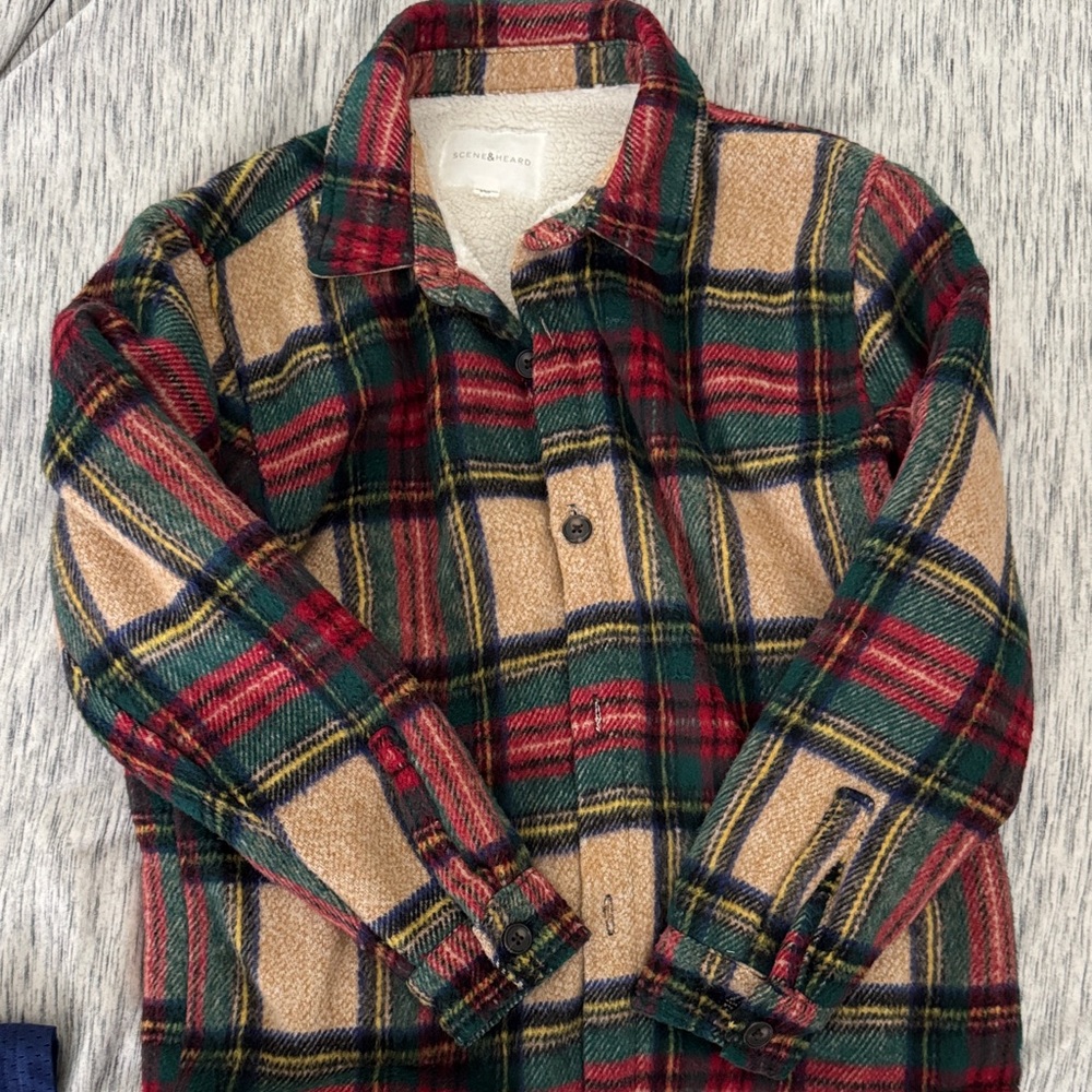 Christmas Plaid Button-Up Layered Jacket